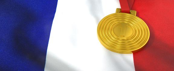 France Flag with Medal 