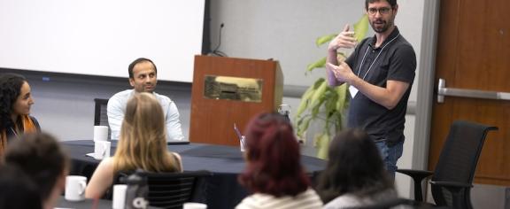 Interactive Computing Professor Mark Riedl co-organized the 2024 Summit on Responsible Computing, AI, and Society, where AI literacy was a key topic. Photo by Terence Rushon/College of Computing